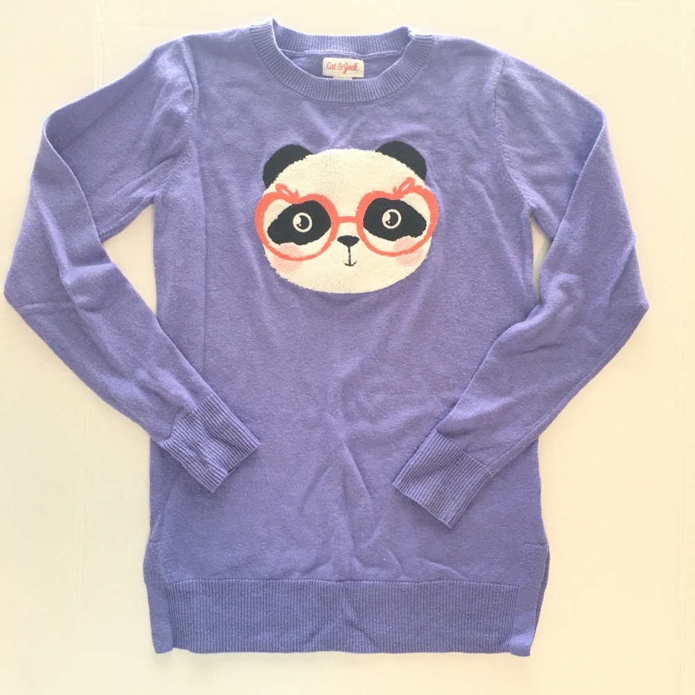 Girls purple panda sweater